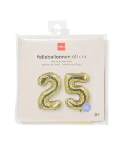 folieballon getal 25 60cm goud