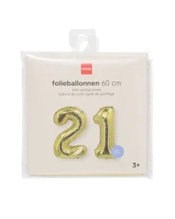 folieballon getal 21 60cm goud