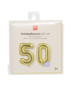 folieballon leeftijd 50 60cm goud