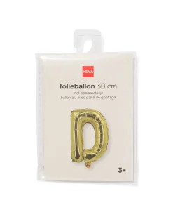 folieballon letter D 30cm goud