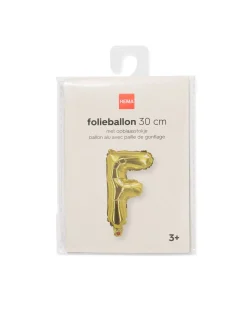 folieballon letter F 30cm goud