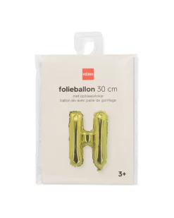 folieballon letter H 30cm goud