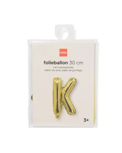 folieballon letter K 30cm goud