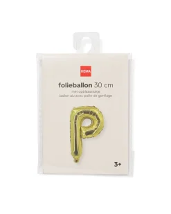folieballon letter P 30cm goud