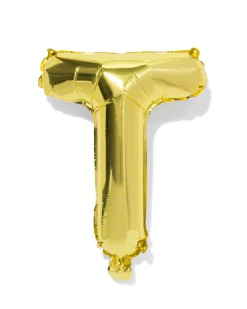 folieballon letter T 30cm goud