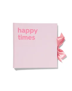 fotoboek met strik 24x24.5 linnen roze