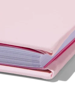 fotoboek met strik 24x24.5 linnen roze