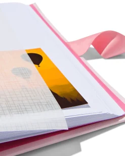 fotoboek met strik 24x24.5 linnen roze