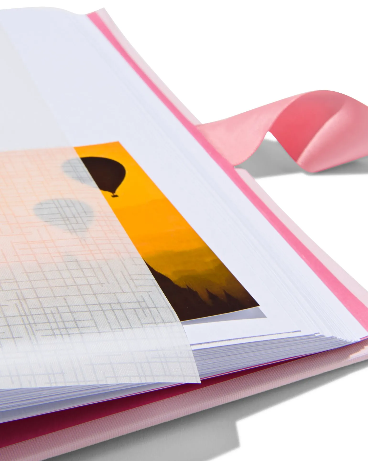 fotoboek met strik 24x24.5 linnen roze
