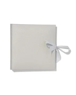 fotoboek met strik 24x24.5 linnen zilver