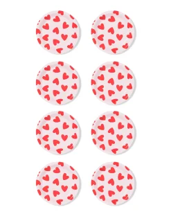 gebaksbordjes ⌀15.5cm papier hartjes - 8 stuks
