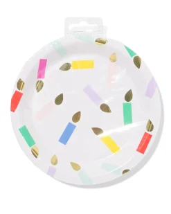 gebaksbordjes ⌀17.5cm papier kaarsjes - 8 stuks