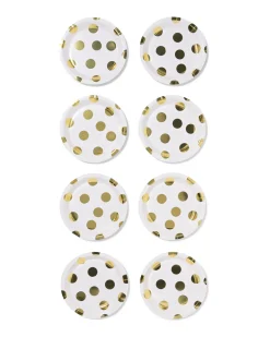 gebaksbordjes ⌀17.5cm papier stippen goud - 8 stuks