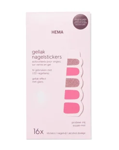 gellak nagelstickers roze - 16 stuks
