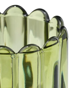 glas voor geurkaars ⌀8x8cm ribbel donkergroen