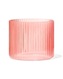 glas voor geurkaars ⌀10x8.5cm ribbel oranje