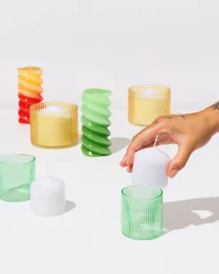 glas voor geurkaars ⌀6.5x6.5cm ribbel groen