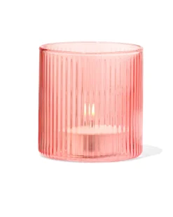 glas voor geurkaars ⌀6.5x6.5cm ribbel oranje