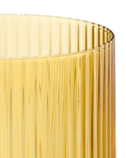 glas voor geurkaars ⌀10x8.5cm ribbel geel