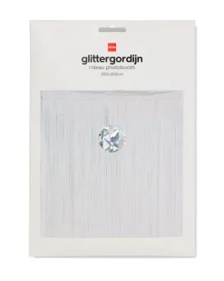 glittergordijn 200cm zilver