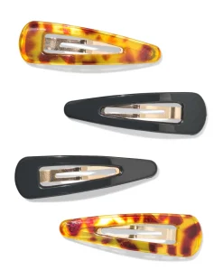 haarclips 2.5cm tortoise zwart - 4 stuks
