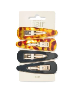 haarclips 2.5cm tortoise zwart - 4 stuks