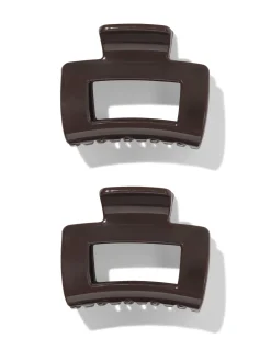 haarklem 5cm vierkant bruin - 2 stuks