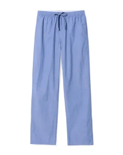 heren pyjamabroek Pepijn regular fit poplin middenblauw