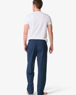 heren pyjamabroek regular fit ruit donkerblauw