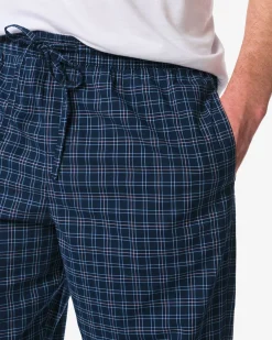 heren pyjamabroek regular fit ruit donkerblauw