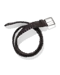 heren riem leer gevlochten brons