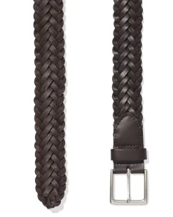 heren riem leer gevlochten brons