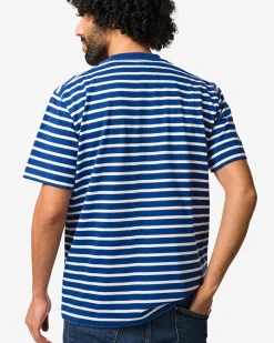 heren T-shirt Elias relaxed fit strepen blauw