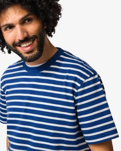 heren T-shirt Elias relaxed fit strepen blauw