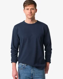 heren T-shirt Loek jersey strepen donkerblauw