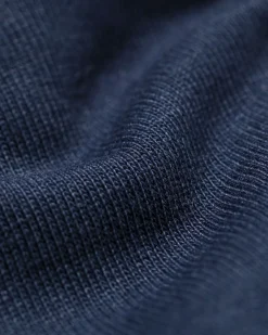 heren T-shirt Loek jersey strepen donkerblauw