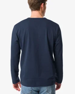 heren T-shirt Loek jersey strepen donkerblauw