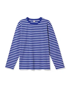 heren T-shirt Loek jersey strepen felblauw