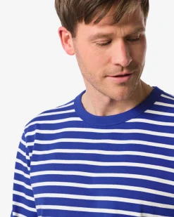 heren T-shirt Loek jersey strepen felblauw
