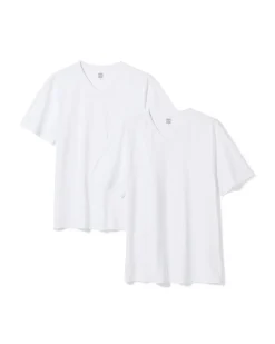 heren t-shirt regular fit v-hals - 2 stuks wit