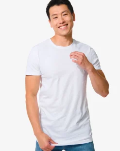 heren t-shirt regular fit o-hals extra lang - 2 stuks wit