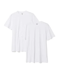heren t-shirt regular fit o-hals extra lang - 2 stuks wit