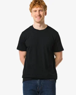 heren t-shirt regular fit o-hals extra lang - 2 stuks zwart