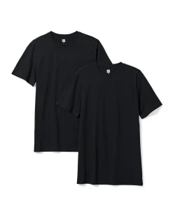 heren t-shirt regular fit o-hals extra lang - 2 stuks zwart