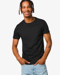 heren t-shirt regular fit o-hals - 2 stuks zwart