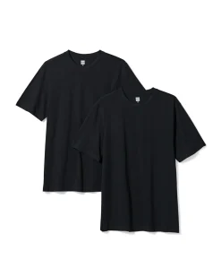 heren t-shirt regular fit o-hals - 2 stuks zwart