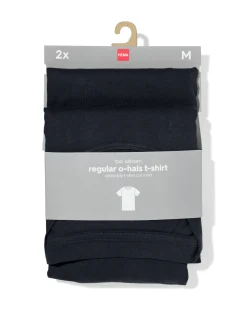heren t-shirt regular fit o-hals - 2 stuks zwart