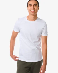 heren t-shirt regular fit o-hals - 2 stuks wit