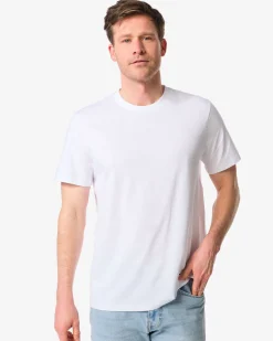 heren t-shirt regular fit o-hals - 2 stuks wit
