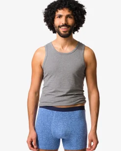 herenboxers bloemen - 3 stuks middenblauw